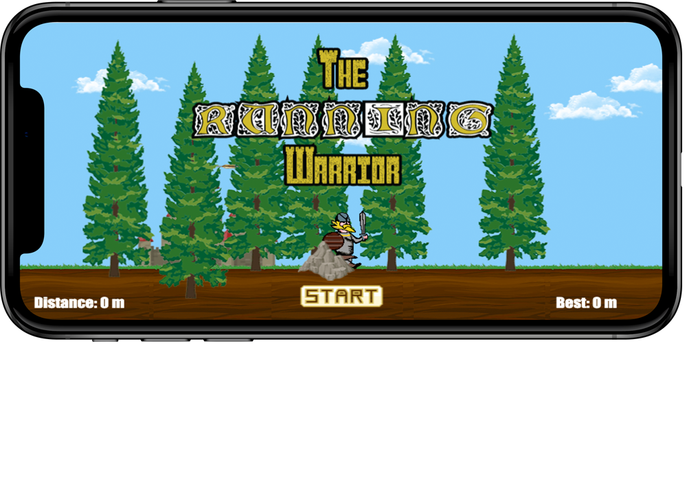 Phone playing the game running warrior